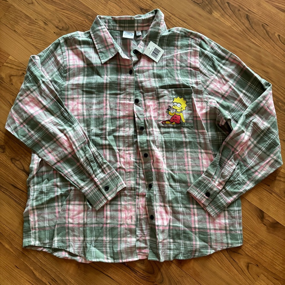 The Simpson Button-Up Shirt with Cartoon Patch
